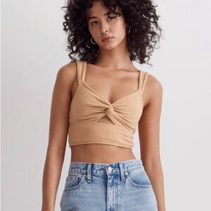 Madewell Cutout Knot-Front Crop Tank Top